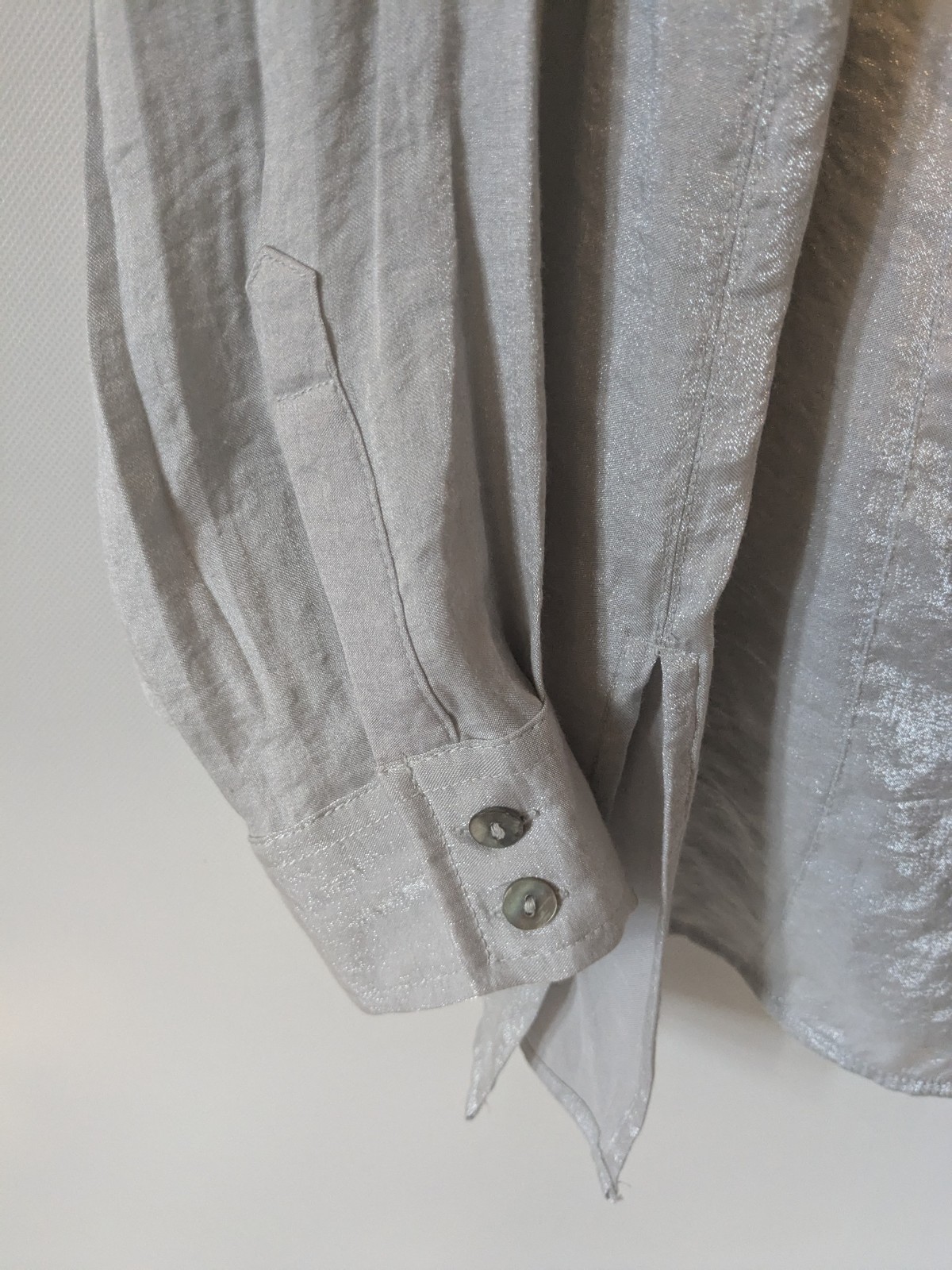 CHICOS Silver Chrome Button Up Pointed Collared S… - image 9