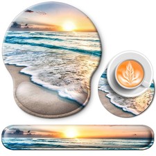 Mouse Pad and Keyboard Wrist Rest Support, with Non-Slip PU Base,Gel Mouse Pa...