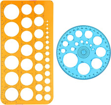 2 Pack Circle Template for Drawing, Round Stencil Templates Geometric Circles