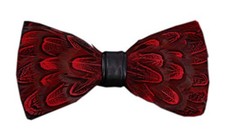 Novelty Feather Bow Tie for Men Handmade Pre-tied Bowtie with One Size Red