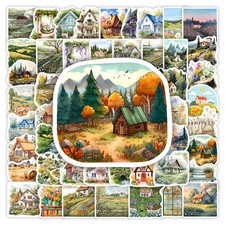 Stickers 10/30/60Pcs Cartoon House Waterproof Decals for Laptops