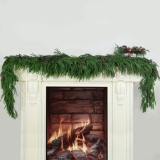 Christmas Norfolk Pine Garland Artificial Real Touch Greenery Garland for Mantle