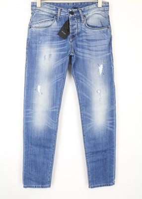 TAKESHY KUROSAWA Men's Jeans W30 Washed Blue Pure Cotton Slim Fit Style