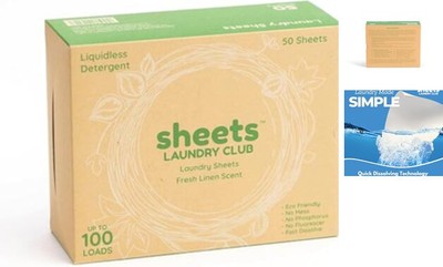  Laundry Detergent Sheets, 50 Pack (Up to 100 Loads) - Fresh Linen - New 
