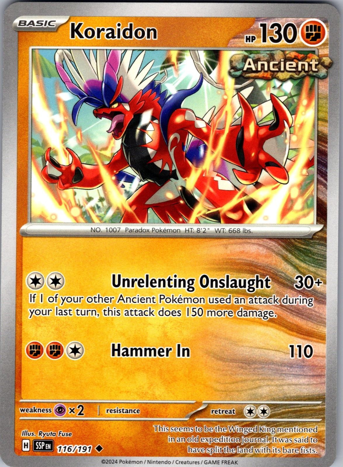 Koraidon Surging Sparks 116/191 Uncommon Pokemon Near Mint