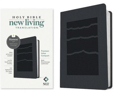 NLT Premium Value Compact Bible, Filament-Enabled Edition (Leatherlike, Black Mo
