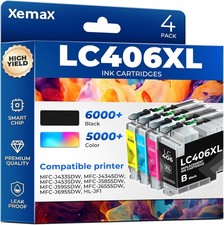 LC-406 XL Ink Cartridges for Brother MFC-J4335DW MFC-J4345DW MFC-J4535DW J5855DW