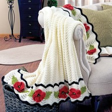 Herrschners  Poppy Ripple Afghan Crochet Kit