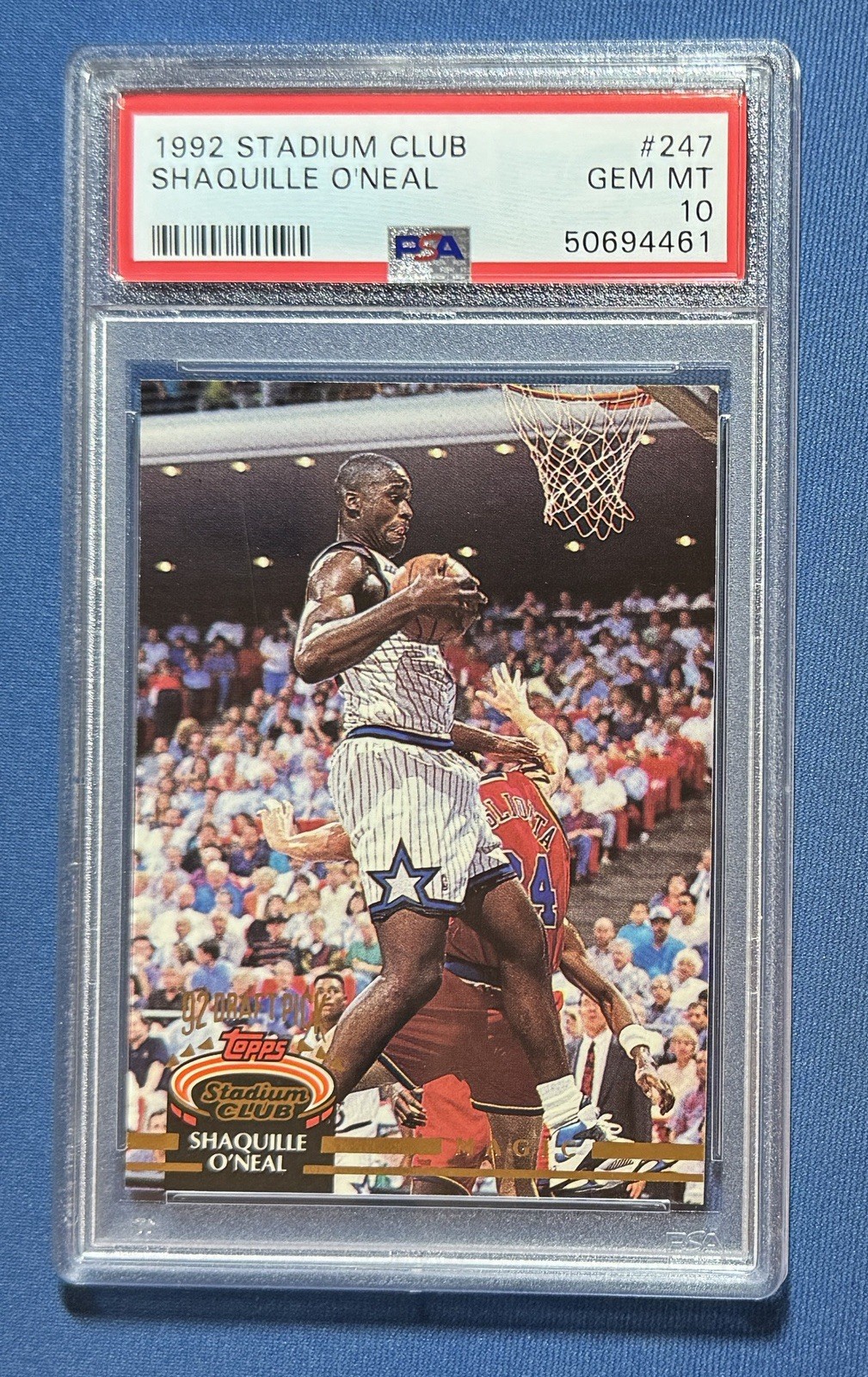 1992 Topps Stadium Club Shaquille O’Neal PSA 10 RC Magic #247