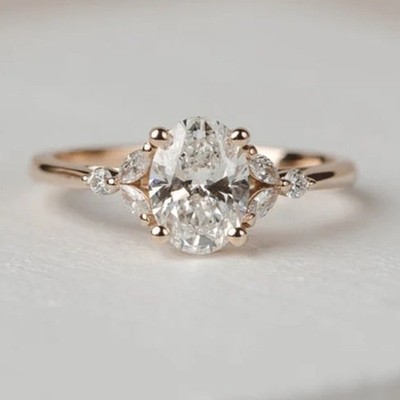 2.30 Ctw Oval Cut Moissanite Seven Stone Engagement Ring Yellow Gold Plated