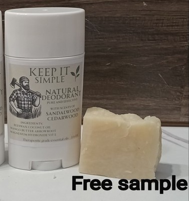Men's Natural Deodorant, Postbiotic,  Aluminum Free, Odor Control