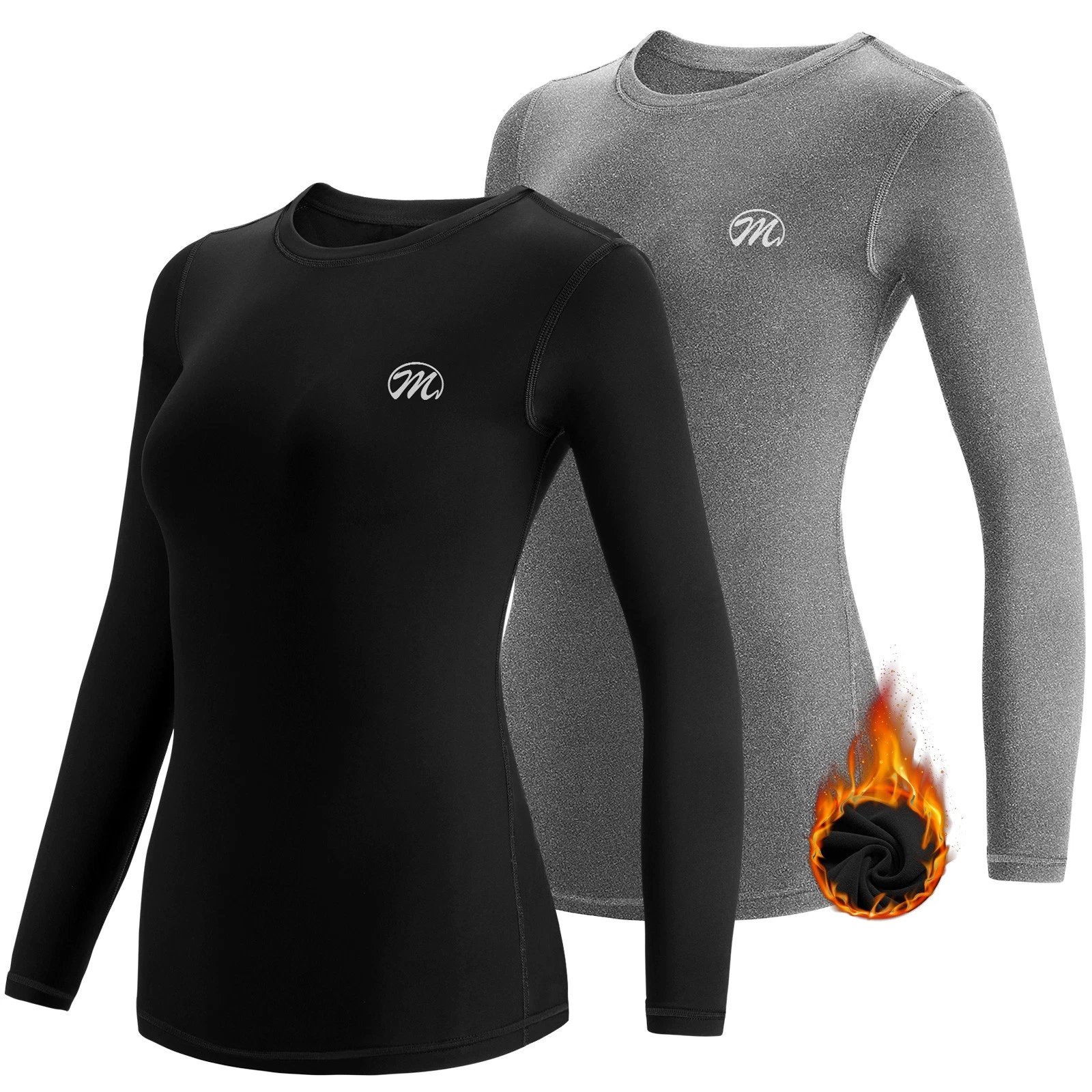 2 Pack Women's Ultra Soft Thermal Top Fleece Long Johns Base Layer Winter Warm
