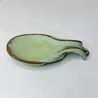 Vtg Frankoma 4Y Pottery Prairie Green Spoon Rest Oklahoma MCM Atomic Art Pottery