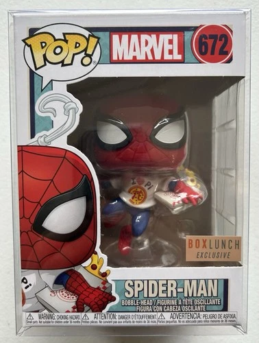 Funko Pop! Marvel #672 Spider-Man (with Pizza) Box Lunch Exclusive w/protector