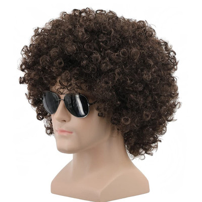 Short Fluffy 70S 80S Disco Afro Wigs Synthetic Anime Cosplay Fancy Funny Wigs fo