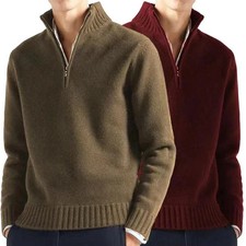 Men's Quarter Zip Sweater Winter and Spring Warm and Cozy