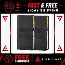 TILDOSAC 2Pack Leather Car Document Holder, ID Registration Wallet - Black