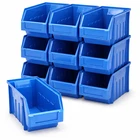 10 BLUE STACKING STORAGE PARTS BINS FOR GARAGE WORKSHOP VAN STORAGE BOX