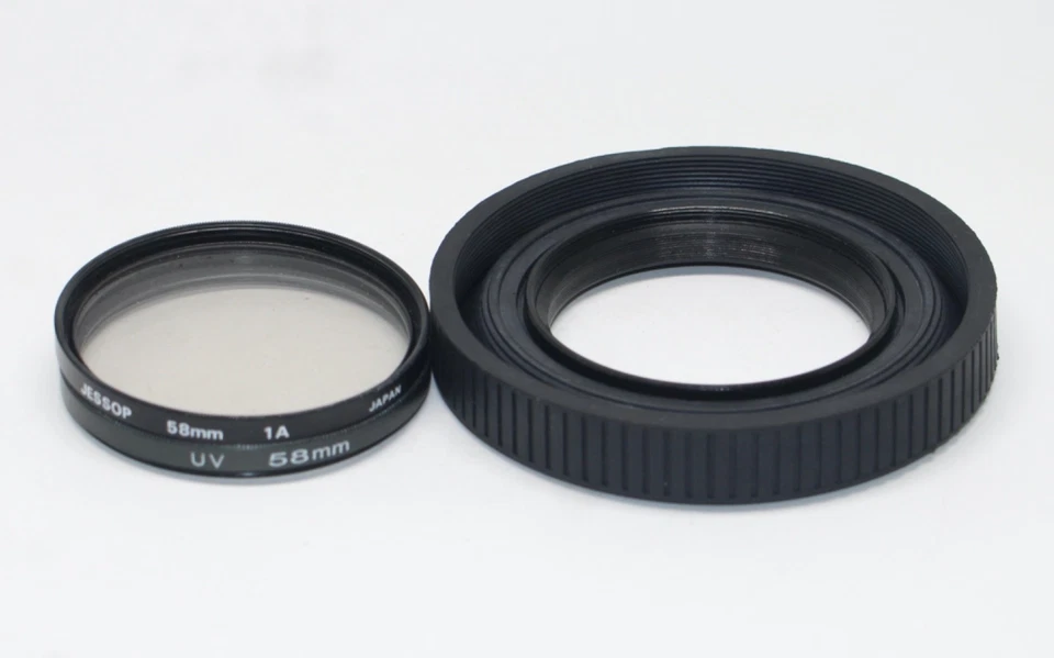 Vintage 58mm Camera Lens Filters: Skylight 1A, UV and rubber lens hood - Image 2 of 2
