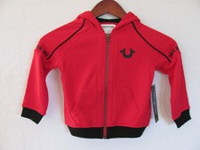 True Religion Line Hoodie Full Zipper - Bright Red w/ Black- Boy's 2T -NWT 79