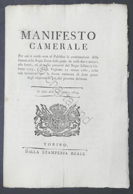 Kingdom of Sardinia - Chamber Manifesto Regia Mint - Two Silver Coins - 1814
