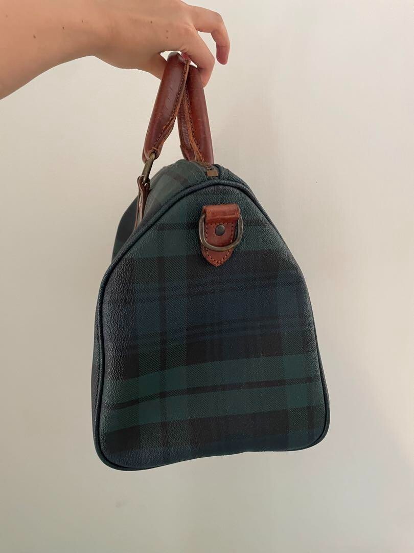 Vintage POLO RALPH LAUREN Blackwatch Plaid Handbag Boston Bag