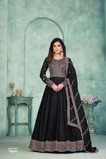 Stylish Black Anarkali Gown Reception Wear Pakistani Style Bollywood Dress