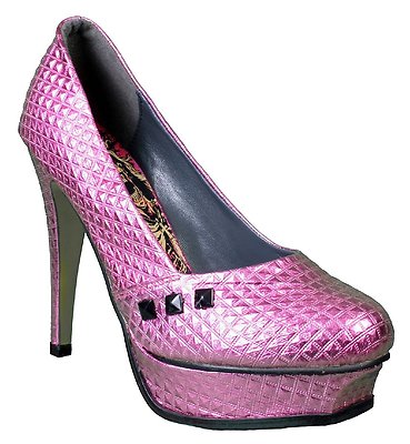 Iron Fist Women's Pink Studs Number of the Beast High Heels Platform Shoes  NIB