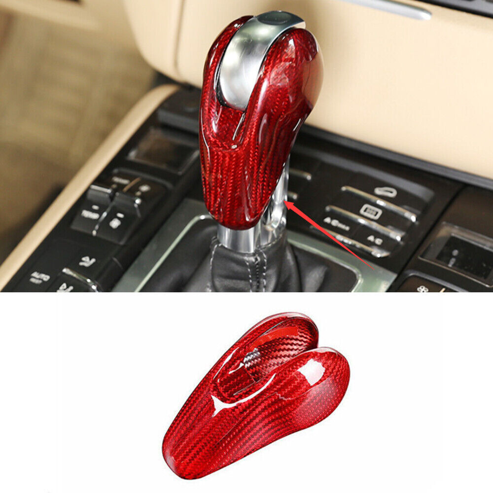 For Porsche 911 12-2018 Real Red Carbon Fiber Center Gear Shift Lever Knob Cover