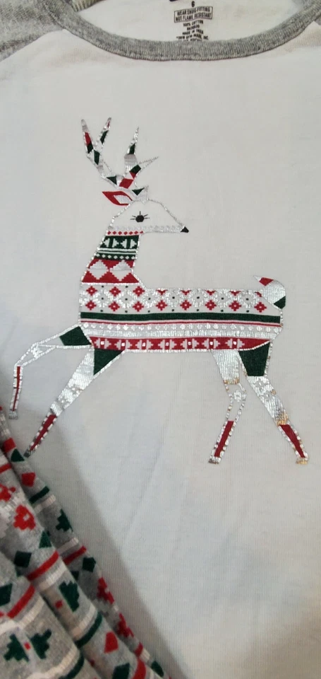 Комплект из 2 предметов пижамы для девочек Crazy 8 размер 6 верх и низ аппликация на оленей - Изображение 2 из 3