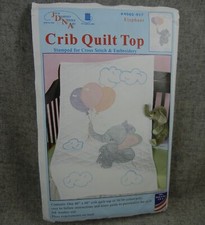 Jack Dempsey Elephant Children's Crib Quilt Top Stamped Embroidery Cross Stitch