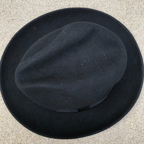 Borges & Scott 100% Wollfilz Fedora Hut Herren schwarz 58cm wasserabweisend Cap - Bild 3 von 8
