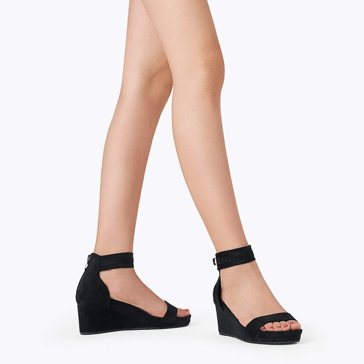 DREAM PAIRS Women's Open Toe Ankle Strap Back Zip Platform Casual Wedge Sandals View 6
