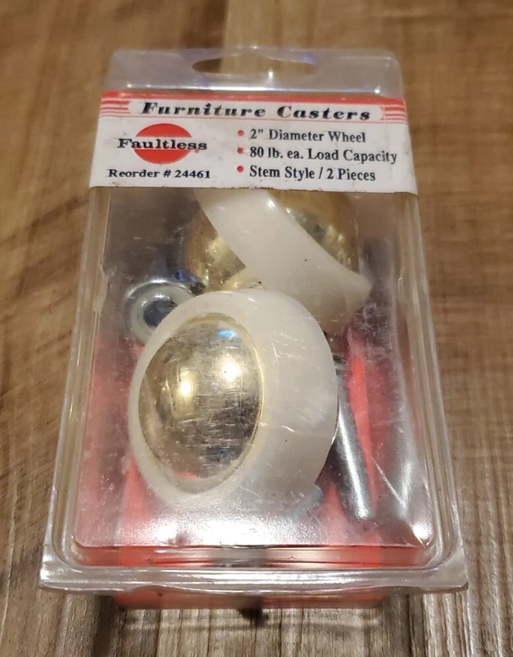 TWO Faultless 2" Furniture Stem Style Brass Metal Wheel Furniture Casters #24461