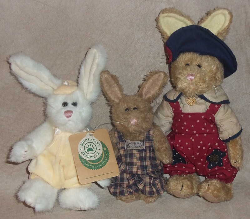 Boyds Bears Bunny Lot of 3: Emily Babbit w Stars Jumper, Libby Lapinette w Tag