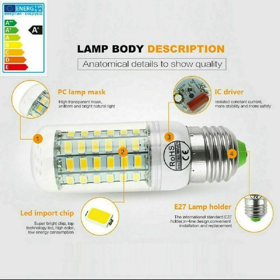 LED Corn Light Bulbs E12 E14 E27 G9 B22 7W - 25W Lamp Cool Warm Neutral White -K - Image 2 of 4