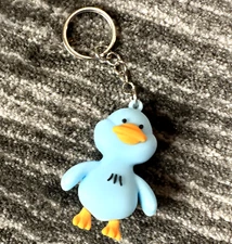 Blue Duck Keychain Bag Charm Key Fob Ring Rubber Ducky Cute Duckie Kawaii NEW