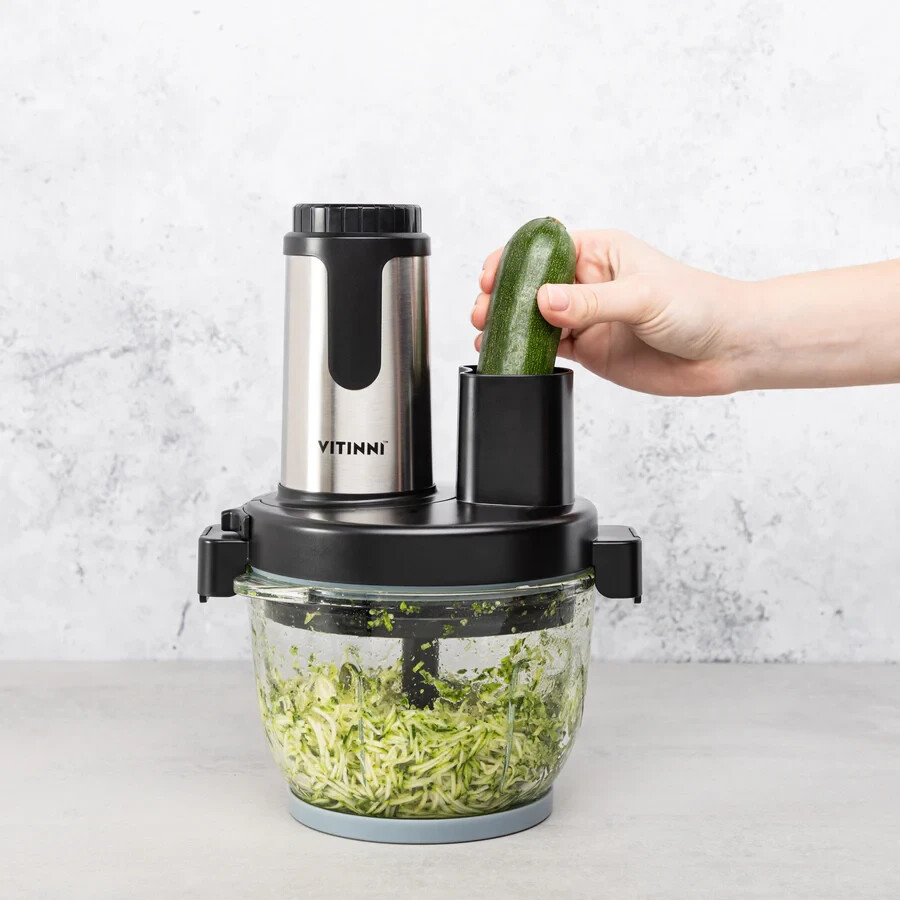 Vitinni Küchenmaschine – 6L Edelstahlschüssel, 1500 Watt, Inkl. 3 Aufsätze