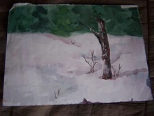 Original Watercolor By Peg Humphreys,Snowy Scene/Storm over Hills 11" x 15"