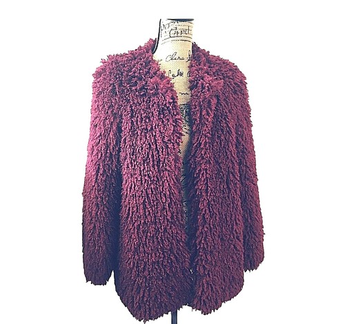 Faux Fur Jacket Burgundy 