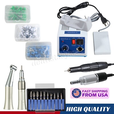 Dental Lab Marathon Electric Micromotor Polishing + 35K rpm Motor Handpiece Burs