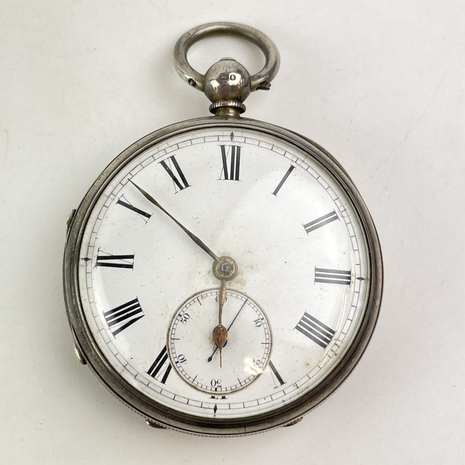 Antique Solid Silver Cased Open Faced Pocket Watc… - image 1