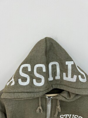 Vintage STUSSY Big Logo Hood Zip Hoodie Mens Size L | eBay