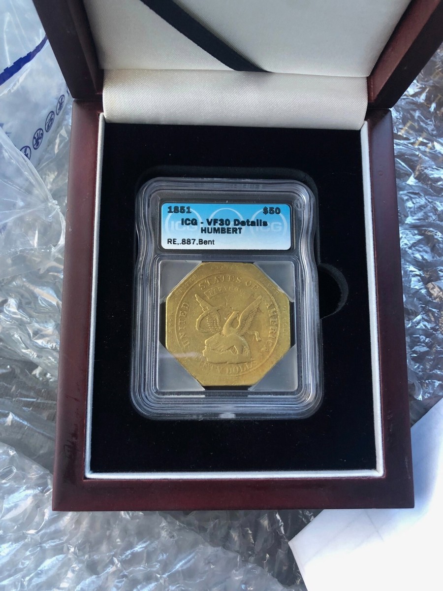 【新品レア】在外秘宝 本金二重箔 袋帯 恵夢雄余留 見高見面任 正絹100% 1851 $50 Humbert 887 Thous California Gold ICG VF 30 DETAILS--REAL