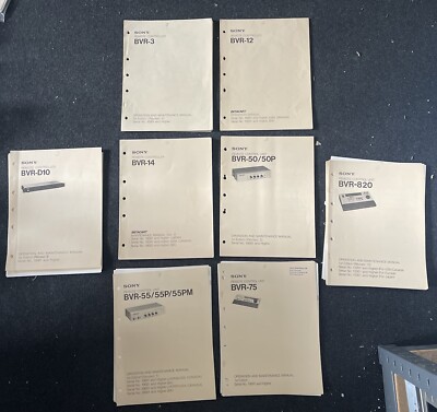 SONY Manual Collection BVR-75 BVR-820 BVR-50 BVR-D10 BVR-3 BVR-12 BVR-14
