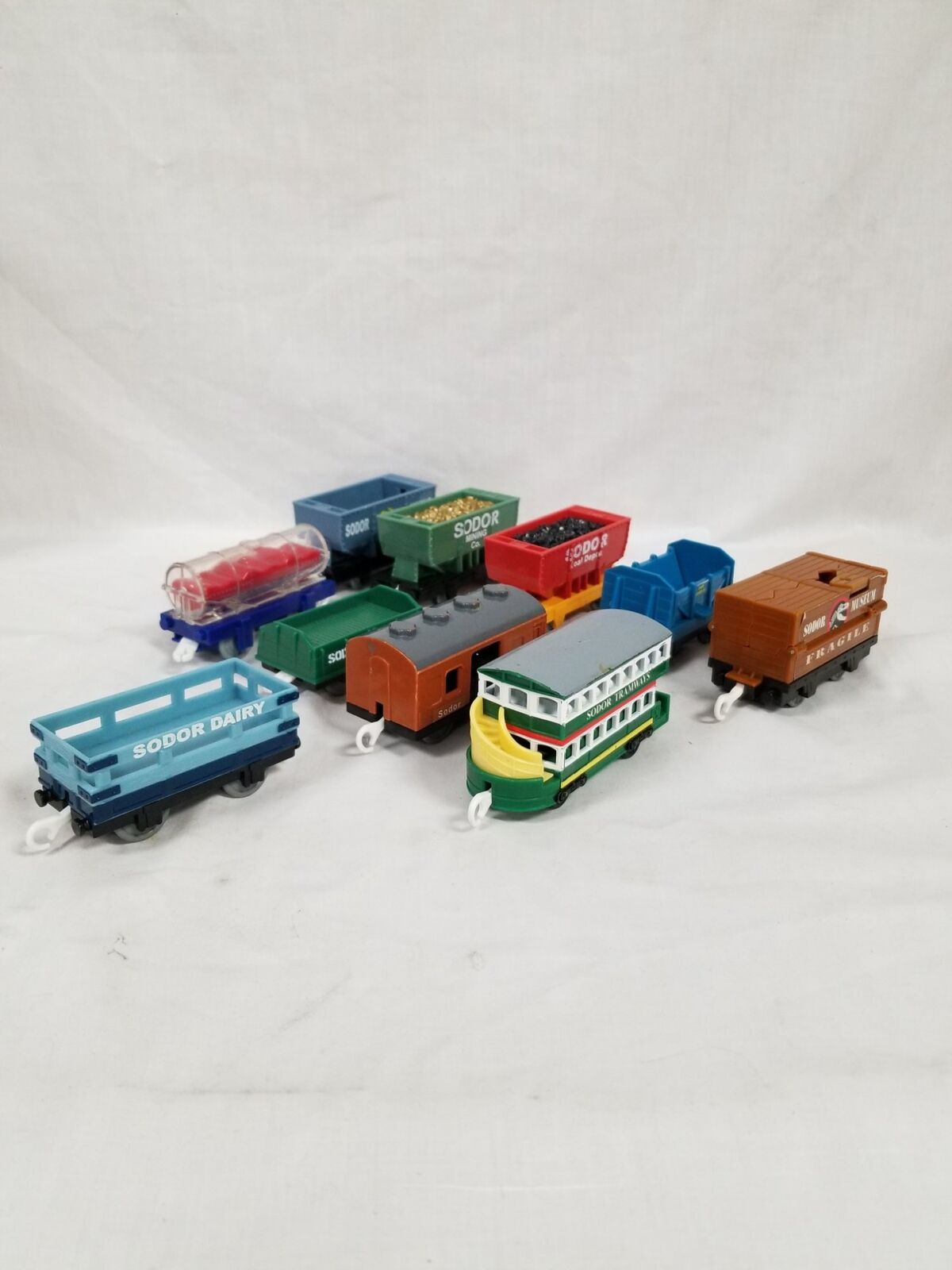 Thomas The Train Trackmaster Sodor Railway Cargo Cars 10pc Lot Dinosaur+