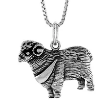 Sterling Silver Sheep Pendant / Charm, Italian Box Chain