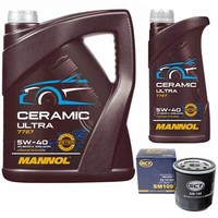 MotoröL Set Mannol 5W-40 Ceramic Ultra 6 Liter + ÖLfilter FüR Opel Rover Mini
