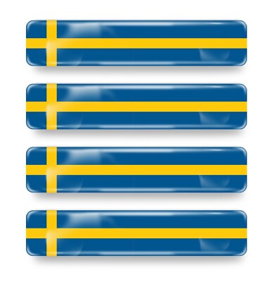 4x 3D Gel Schweden 6cmx1cm Aufkleber Flagge Fahne Sweden Flag Stickers Emblem
