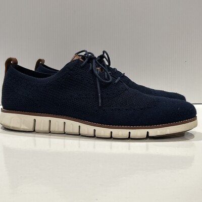 Cole Haan Men's 13 Zero Grand Knit Wingtip Oxford Sneaker Navy Comfort Shoes